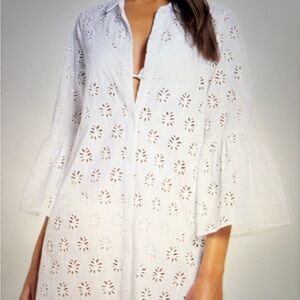 Lilly Pulitzer Gala Resort White Coverup in Lilly Palm Tree Eyelet - Sz S